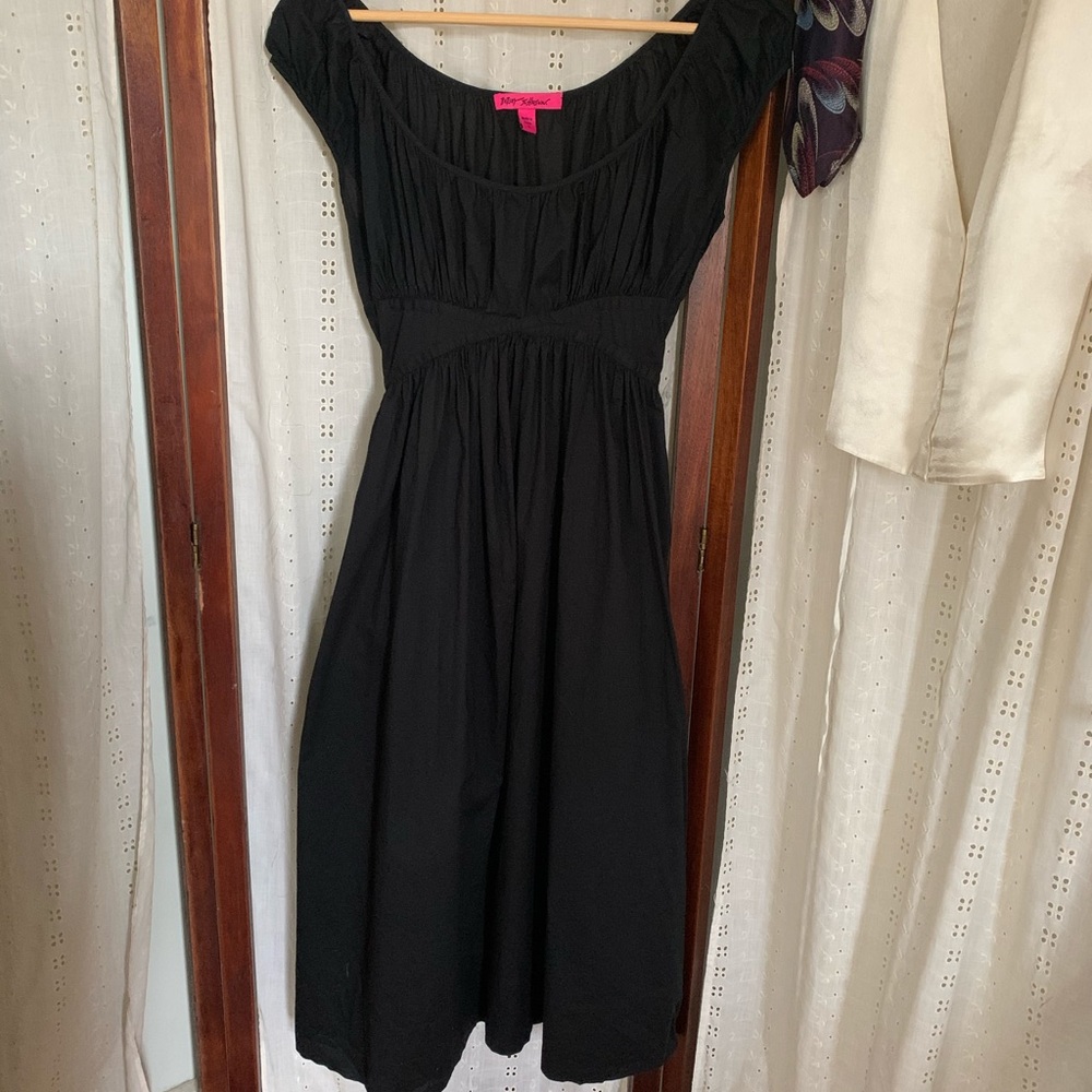 Betsey Johnson Black Puff Sleeve Dress